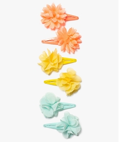 GEMO Barrettes clic-clac fille avec fleur en tissu (lot de 6) Multicolore