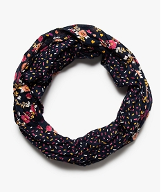 foulard fille snood en coton a fleurs et cœurs pailletes bleu8924401_1