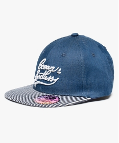 GEMO Casquette garçon denim visière plate rayée Bleu