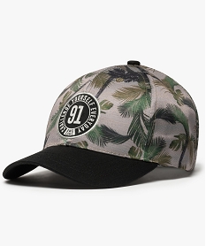 GEMO Casquette garçon motif tropical et patch à visière courbe unie Vert