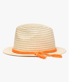 chapeau fille en papier avec cordons fluos beige8927501_1