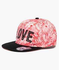 GEMO Casquette fille motif tropical à visière plate contrastante Imprimé