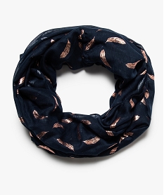 GEMO Foulard fille snood imprimé de plumes brillantes Bleu