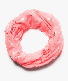 GEMO Foulard fille snood imprimé de plumes brillantes Rose