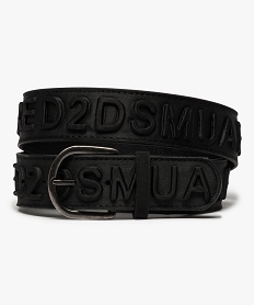 GEMO Ceinture garçon avec inscription textile en relief ton sur ton Noir