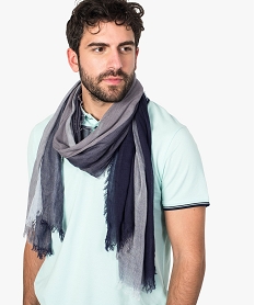 GEMO Foulard homme fluide à grands carreaux et franges Bleu