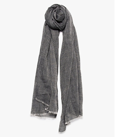 GEMO Foulard homme large effet chambray à petites franges Gris