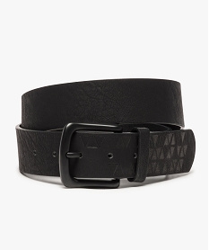 GEMO Ceinture homme large avec boucle en métal ton sur ton Noir