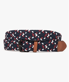 GEMO Ceinture homme tricolore tressée élastiquée Bleu