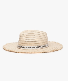 chapeau femme en papier avec larges bords franges et ruban blanc8931001_1