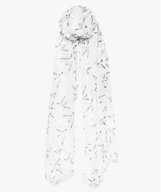 GEMO Foulard femme imprimé avec sequins brodés Blanc