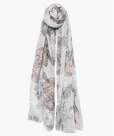 GEMO Foulard femme motif papillons et sequins brillants Gris