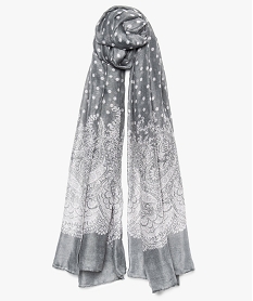 foulard femme semi-transparent a motif pois gris8933601_1