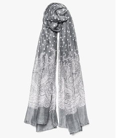 GEMO Foulard femme semi-transparent à motif pois Gris