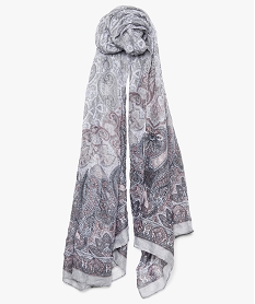foulard femme motif cachemire en degrade gris8933701_1