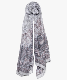 GEMO Foulard femme motif cachemire en dégradé Gris