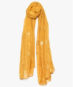 foulard rectangle oversize a motifs papillons dores jaune8934301_2