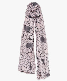 GEMO Foulard femme grand format à motifs coeurs Rose