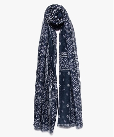foulard femme avec motif cachemire bleu8935101_1