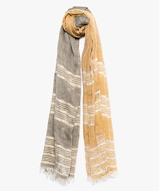 foulard femme bicolore avec rayures en fil paillete jaune8935901_1