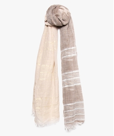 foulard femme bicolore avec rayures en fil paillete brun8936401_2