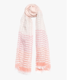 foulard femme raye au coloris degrade rose8936801_1