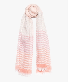 GEMO Foulard femme rayé au coloris dégradé Rose