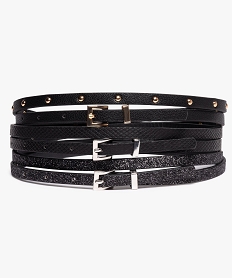 GEMO Ceinture femme fines style glamrock (lot de 3) Noir