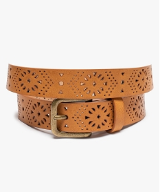 ceinture femme a motifs geometriques ajoures et boucle vieillie brun8937401_1