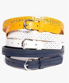 GEMO Ceinture femme à motifs géométriques look bohème (lot de 3) Jaune