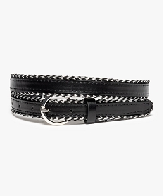 ceinture femme avec tresses argentees et boucle ronde noir8937601_1