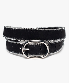 GEMO Ceinture femme à perles argentées et boucle arrondie Noir