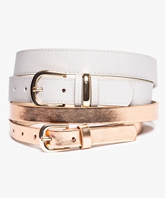 GEMO Ceinture femme à boucle dorée arrondie (lot de 2) Rose