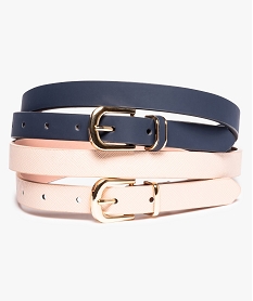 GEMO Ceinture femme fine à boucles dorées (lot de 2) Bleu