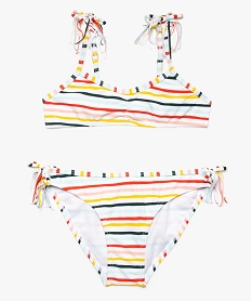 GEMO Maillot de bain fille 2 pièces à rayures multicolores Imprimé