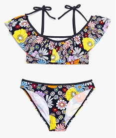 GEMO Maillot de bain fille 2 pièces à motifs fleuris Imprimé