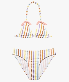 GEMO Maillot de bain fille 2 pièces à rayures multicolores Imprimé