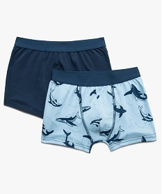 boxer garcon en coton stretch a motif baleine (lot de 2) multicolore8940601_1