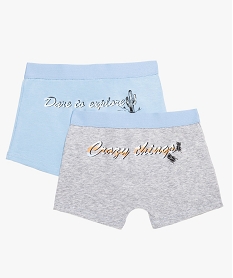 boxer garcon en coton stretch a inscription (lot de 2) multicolore8941401_1