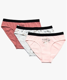 GEMO Culottes fille en coton stretch motif pizza licorne (lot de 3) Multicolore