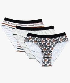 GEMO Culottes fille en coton stretch motif zèbre ethnique (lot de 3) Multicolore