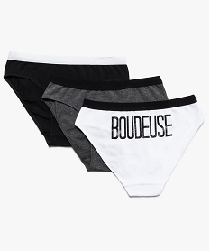 GEMO Culottes fille en coton stretch à inscription pailletée (lot de 3) Multicolore
