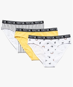 GEMO Culottes fille en coton stretch à motifs variés (lot de 3) Multicolore