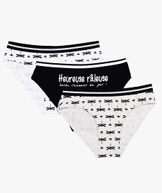 GEMO Culottes fille en coton stretch motif libellules (lot de 3) Multicolore