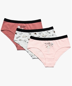 GEMO Shorties fille coton stretch motif licorne et pizza (lot de 3) Multicolore