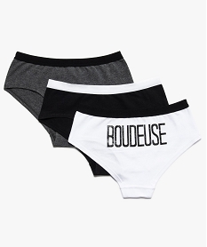 GEMO Shorties fille stretch à inscriptions pailletées (lot de 3) Multicolore