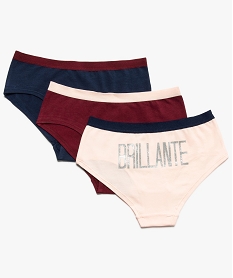 GEMO Shorties fille stretch à inscriptions pailletées (lot de 3) Multicolore