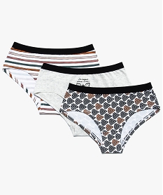 GEMO Shorties fille en coton stretch motif zèbre ethnique (lot de 3) Multicolore