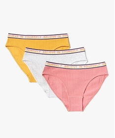 GEMO Shorty fille à côte stretch et taille imprimée (lot de 3) Multicolore