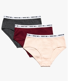 GEMO Shorty fille à côte stretch et taille imprimée (lot de 3) Multicolore